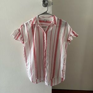 Madewell central ruffle-sleeve striped shirt